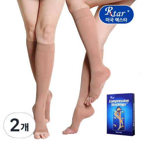 렉스타 도고 발트임 무릎형 의료 압박스타킹 213 진살색, 2개, 종아리/무릎형