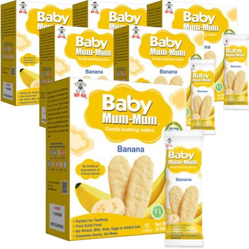 Baby Mum-Mum 라이스 러스크 바나나, 바나나 (Banana), 6개