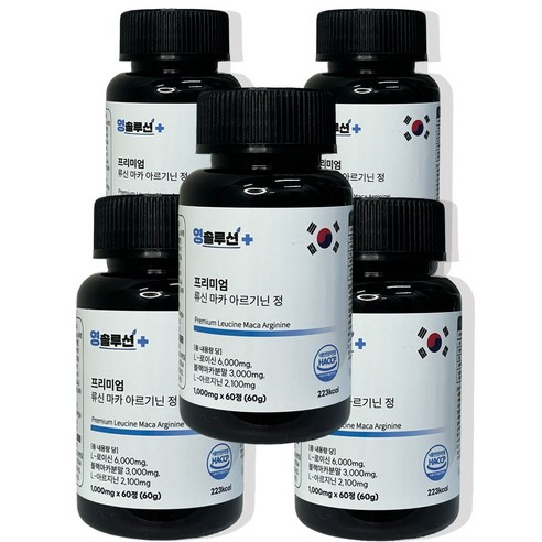 영솔루션 산양유 단백질 프리미엄 류신 마카 아르기닌 정 1 000mg, 5개, 60정