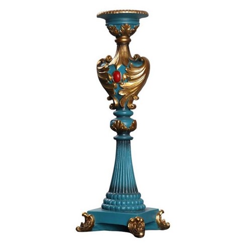 탁상 결혼식 장식을 위한 Retro 작풍 기둥 촛대 중앙 장식, 블루 골드, 수지