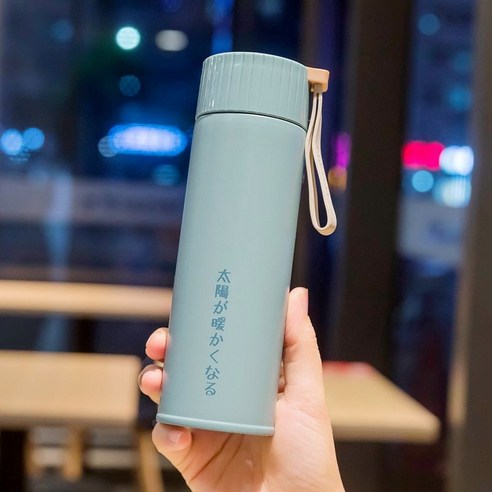 작은 보온병 여성의 찾고 일본식 스테인레스 스틸 남성 일본식 차 컵 차 필터, 블루, 하나