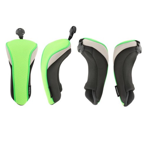 번호 태그가있는 4 pcs 메쉬 골프 하이브리드 헤드 커버 우드 커버 헤드 커버 멀티 컬러 유틸리티 라이트, 나일론, 녹색