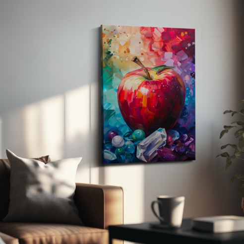 아트앤코 돈 들어오는 사과 캔버스 그림 75x50cm 풍수지리 인테리어 대형 액자, AT3079 잘 익은 사과와 보석들