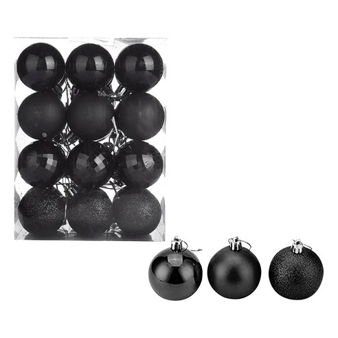 브랜드없음 40mm 크리스마스 크리스마스 트리 공 Bauble 집 매달려 집 파티 장식 장식, 검은 색