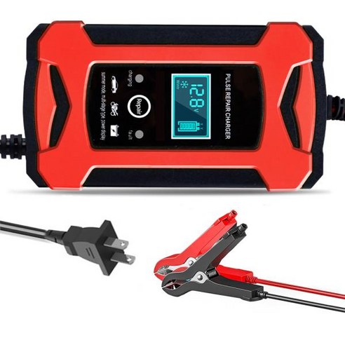 자동차 펄스 수리 배터리 충전기 디지털 LCD 디스플레이 스마트 트럭 오토바이 습식 납산 젤 12V 6A, 02 EU, 1개