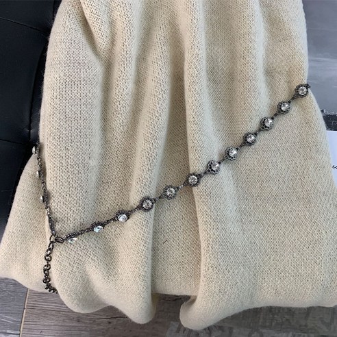 DFMEI 유럽과 미국의 패션 금속 허리 체인 여성 장식 드레스 모피 얇은 벨트 라인 석 상감 체인 모든 일치 작은 벨트