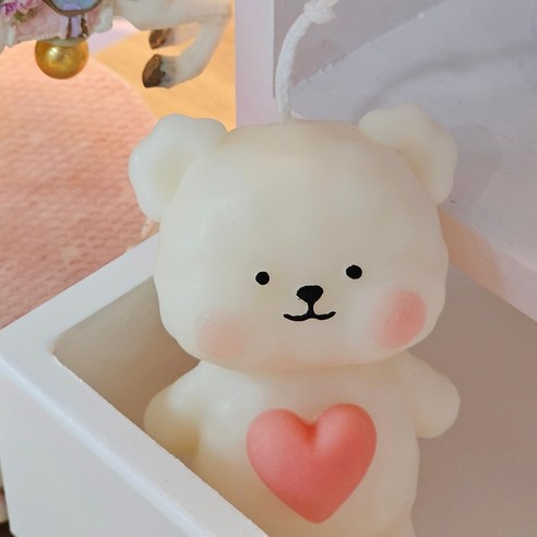피아테 하트뽀동곰 캔들 무료선물포장 캔들선물 답례품 집들이 인테리어소품 향초 곰돌이캔들, 1개, 66g, 망고만다린