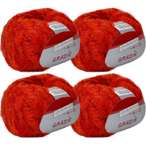 독일 쉘러 그레이지 아크릴사 나일론 실 혼방 뜨개실 4P, 200g, 14.오렌지레드