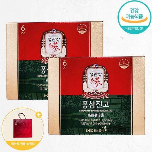 [정관장 명절 선물세트] 정관장 홍삼진고 + 정관장 쇼핑백/ 6년근홍삼농축액에 숙지황 복령 벌꿀등이 더해진 부드럽고 깊은 맛을 선물하세요 정관장 선물세트, 500g, 2개