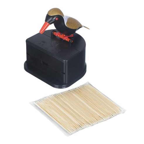 작은 새 이쑤시개 홀더 푸시 유형 크리 에이 티브 플라스틱 이쑤시개 상자 거실 홈 장식 테이블 장식 레스토랑, 금, 9x7.5x4cm