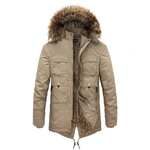 [ZQ] 남성 파커 코트 겨울 양털 따뜻한 면화 남성 캐주얼 후드 분리형 모피 칼라 파커 자켓 남성 의류