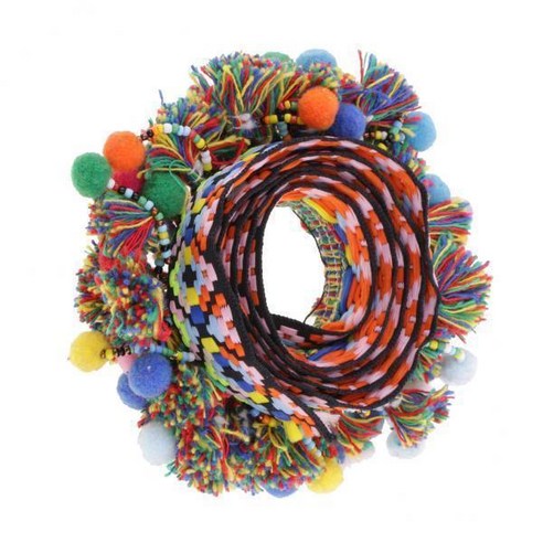 5-24pack 1 야드 다채로운 Pom Pom Beads 프린지 술 브레이드 자카드 리본 트림, 브레이드 리본, 여러 가지 빛깔의