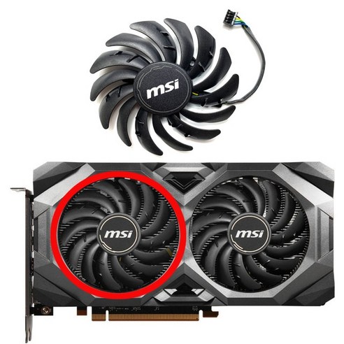 RX6600XT MSI Radeon RX5600XT 5700 5700XT 용 메카 그래픽 카드 교체 팬 6GB MECH OC V2 PLD09210S12HH 신제품, 1.left fan Best Top5