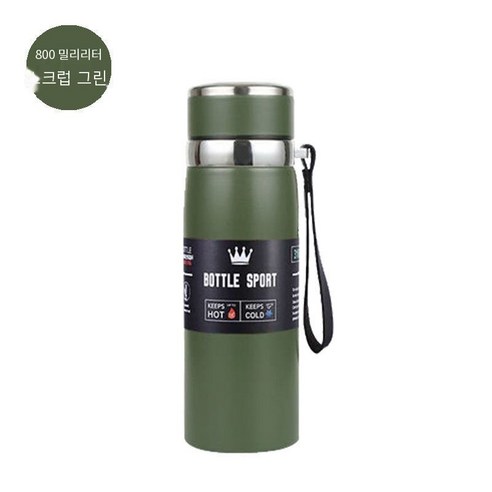 스테인리스 보온병 대용량 남성과 여성 성인 비즈니스 컵 보온병 컵 차 컵 사무실 홈, 800 Ml 젖빛 녹색, 하나
