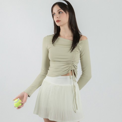 요가복 추천 상품요가 운동복 보트넥 숄더 셔링 긴팔 티 제품 사진