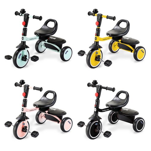 ZOKO TRIKE 유아 세발 자전거 어린이 아기 유아용 폴딩 바이크 트라이크, 핑크, 1개