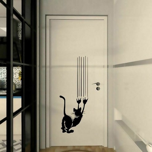 벽 스티커 고양이 거실 배경 벽화 아트 데칼 이동식 키티 장식, 하나