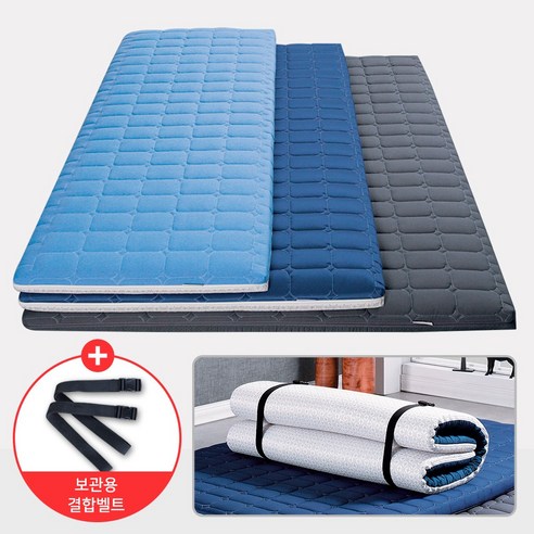 로미홈 기절 마약매트리스 접이식 토퍼 침대 매트 바닥 3단 수면매트, 블루