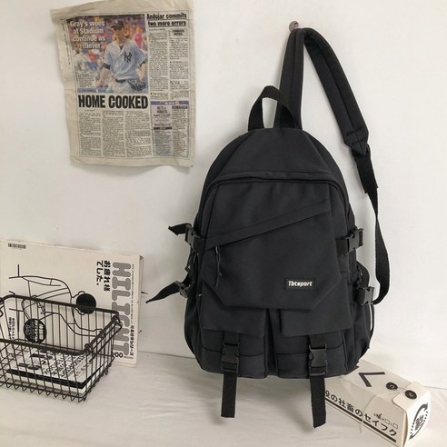 KORELAN 가방 여자 판 원숙 대용량 백팩 일본과 심플하다 색깔 점차적 가방 남자 커플 가방