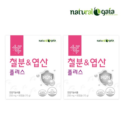 철분 앤 엽산플러스 2박스 / 내츄럴가이아, 2개, 60정