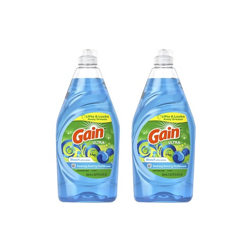 게인 울트라 액상 주방세제 표백제 허니 베리 훌라 향, 2개, 638ml
