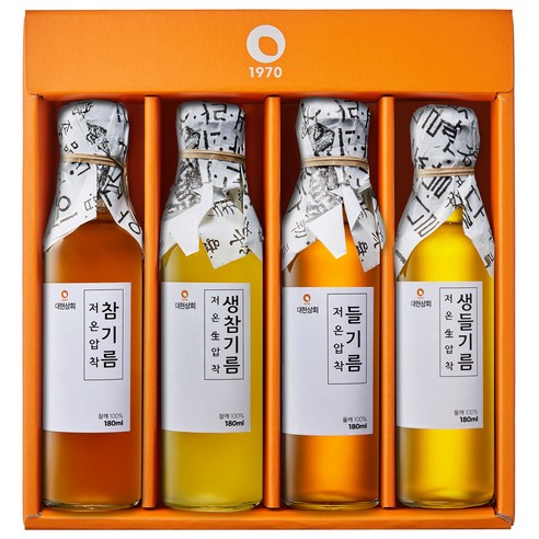 대현상회 저온압착 참기름 들기름 180ml 4종 선물세트, 4개