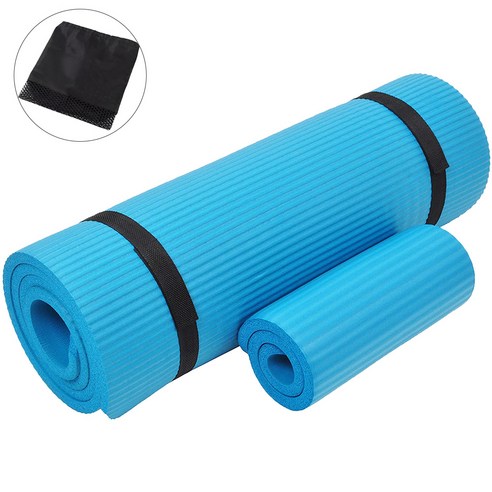 kcwen NBR 요가매트 10mm+무릎 보호패드10mm+요가매트가방, 블루