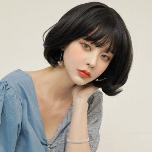 가발매니아 머그펌단발 28cm 더 썸 위그 통가발(하이소프트사), 내츄럴블랙