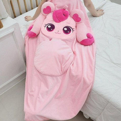 반짝반짝 캐치티니핑 하츄핑 담요쿠션, 핑크