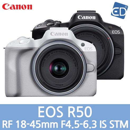 다양한 캐논미러리스카메라 아이템을 소개해드려요. 지금 보러 오세요! 캐논 정품 EOS R50 / RF S18-45mm F4.5-6.3 IS STM 렌즈 KIT / ED