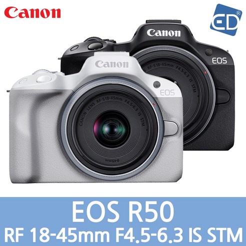 [캐논 정품] EOS R50 /RF S18-45mm F4.5-6.3 IS STM 렌즈 KIT /ED, 01. 캐논정품 R50+RF 18-45mm-블랙