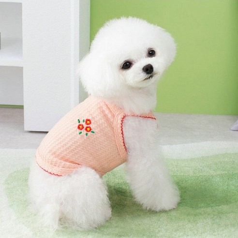 코코스튜디오 고양이 강아지옷 봄옷 송송 와플 나시, 코코 송송 와플 나시/코랄
