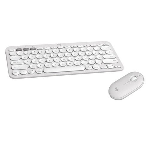로지텍 페플 2 콤보 무선 키보드 + 마우스 세트, 화이트, 텐키리스