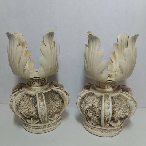 빈티지 Wolin 일본 촛불 봉헌 홀더 Chalkware 아이보리 초라한 Boho 장식, 하나