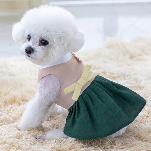 금동이 펫 GW002 북청연노랑리본 강아지 고양이 애견 한복, S, 1개