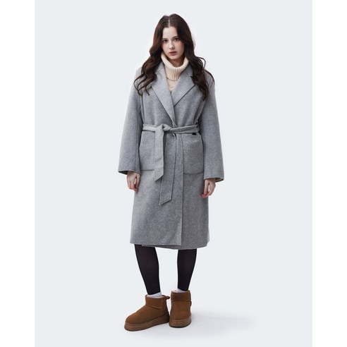[AromBloom] 여성용 양면 울 베이직 데일리 롱코트 랩코트