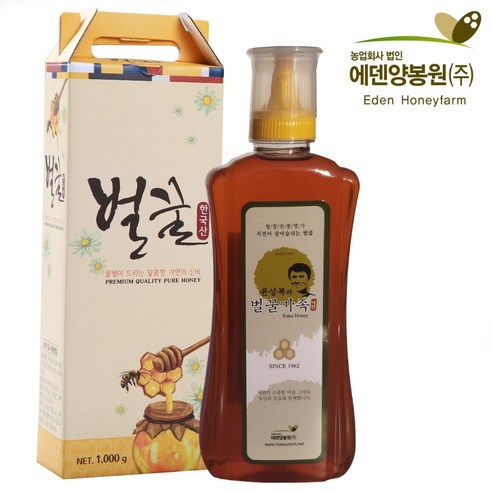 [에덴양봉원] 천연 횡성 벌꿀 잡화 튜브꿀 500g 1kg (국내산) 가정용꿀, 1개