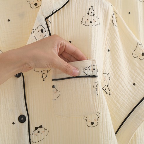 귀여운 강아지 거즈순면 잠옷으로 쾌적하고 사랑스러운 여름밤 꿀잠!