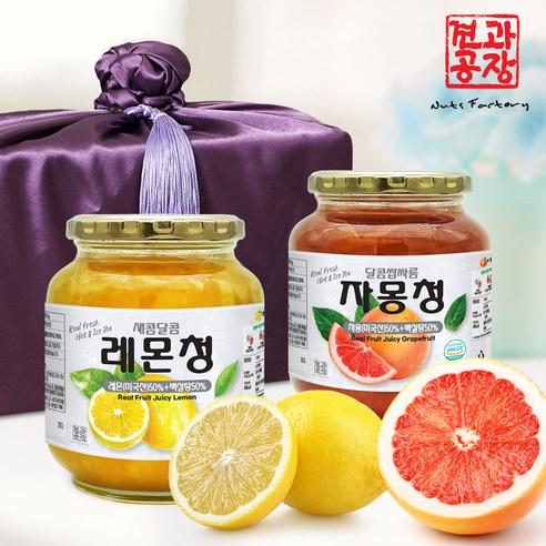 견과공장 자몽청 950g + 레몬청 950g, 1세트