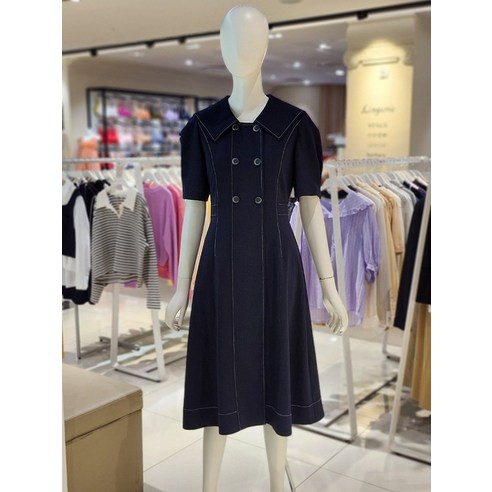 스티치포인트 빅카라넥 원피스(OW3MCO458-DG-EL)