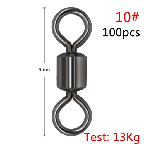 낚시 회전 볼 베어링 안전 스냅 솔리드 링 롤링 잉어 액세서리 100 개/몫, 04 Size8 10mm 18kg