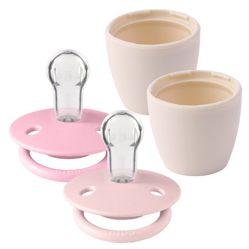 빕스 디럭스 실리콘 쪽쪽이+실리콘캡 2p 세트, Free Size(0~3세), 블러썸&베이비핑크