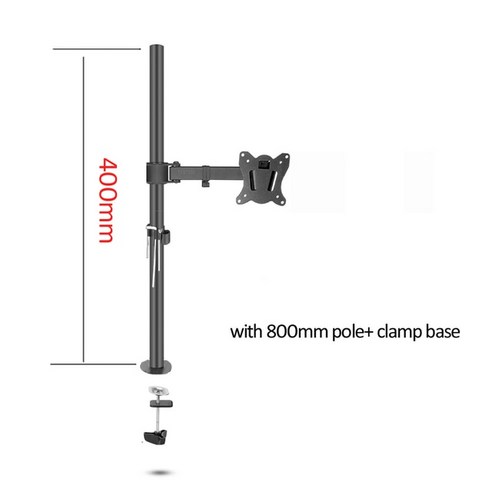 모니터 거치 모니터암 듀얼 고중량 T901-180 풀 모션 360 도 스틸 데스크탑 스탠드 홀더 클램프 베이스 마운트 암 하중 11kg 400mm 800mm 10 인치-27 인치, 400mm grommet base