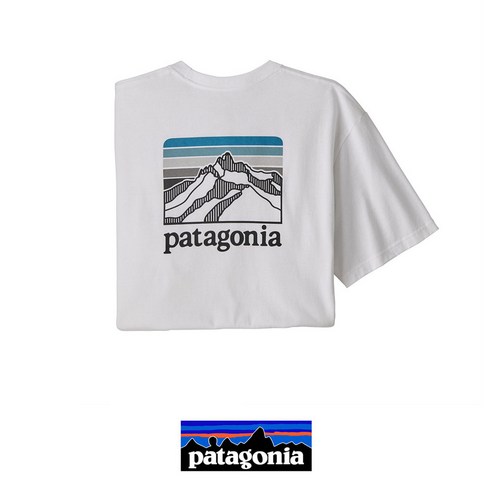 파타고니아 릿지 라인 로고 포켓 반팔 티셔츠 화이트