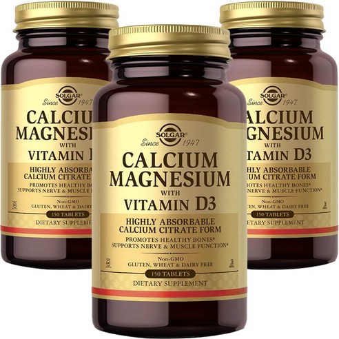 솔가 칼슘 마그네슘 비타민 D3 타블렛, 150정, 3개