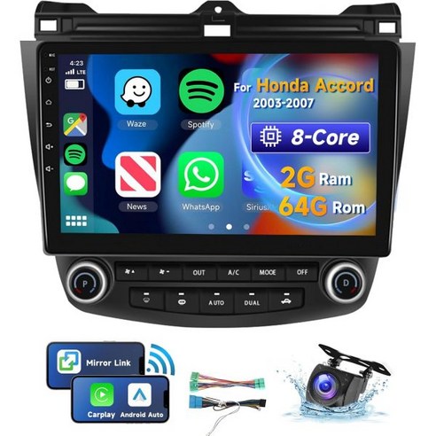 8 CORE 2G64G • 혼다 어코드 20032007 무선 애플 카플레이안드로이드 오토 10.1인치 안드로이드 13 IPS 터치스크린 카스테레오 블루투스 GPS Navi Wi, 2G+64G