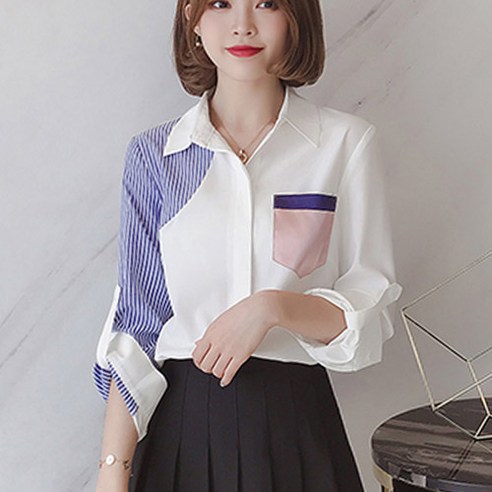 엘레스 여성셔츠 여성블라우스 오버핏 긴팔 셔츠 블라우스