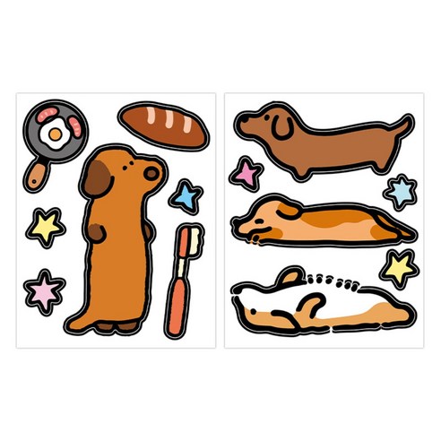 데코스티커 노트북 캐리어 아이패드 꾸미기 귀여운 동물 캐릭터 스티커 다꾸 다이어리, 1개, 데코 강아지친구들