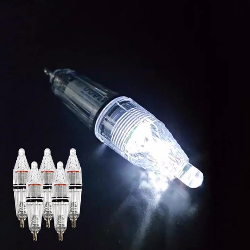 새싹리빙 낚시 볼락 수중 LED 갈치 집어등 6개 세트, 클리어바디 화이트 6P