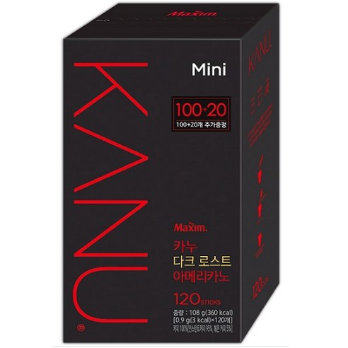 [카누] 맥심 다크미니 100T+20 x2개입 총240T, 120개입, 0.9g